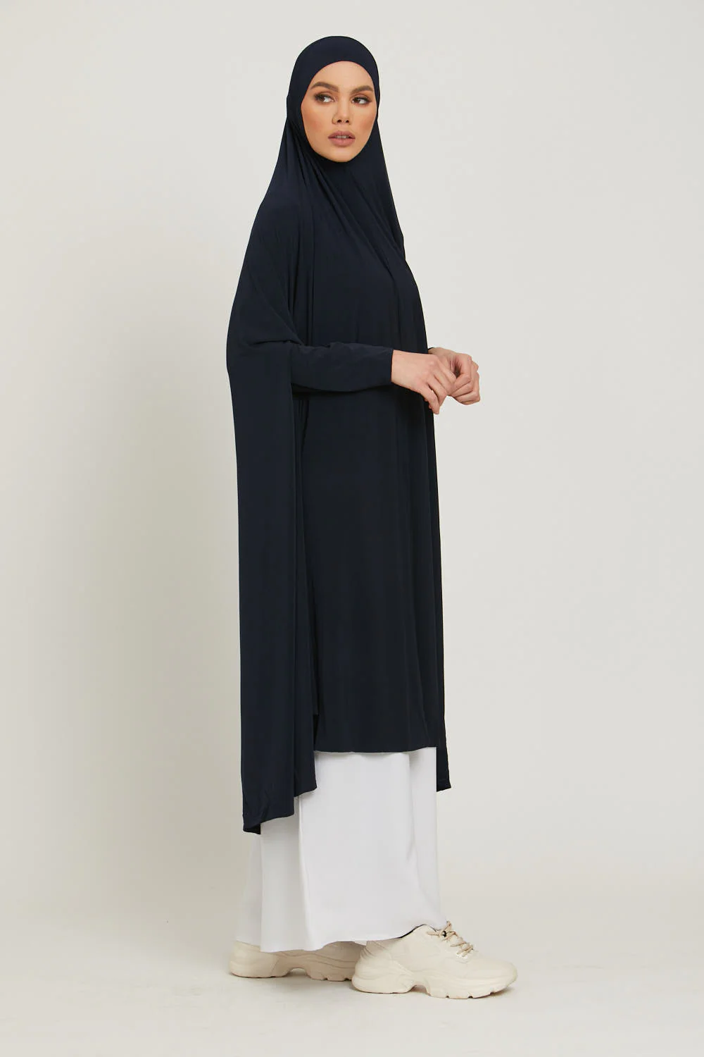 Premium Jersey Prayer Abaya  - Deep Navy - Image 4