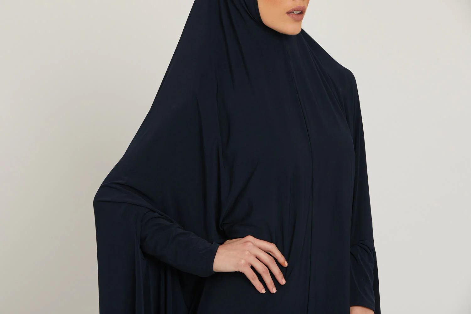 Premium Jersey Prayer Abaya  - Deep Navy - Image 6