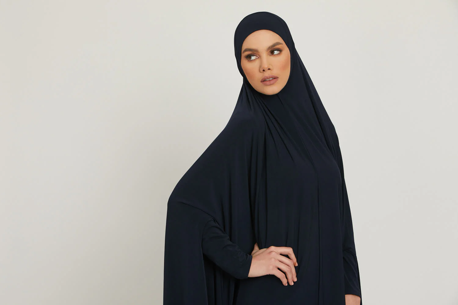 Premium Jersey Prayer Abaya  - Deep Navy - Image 7