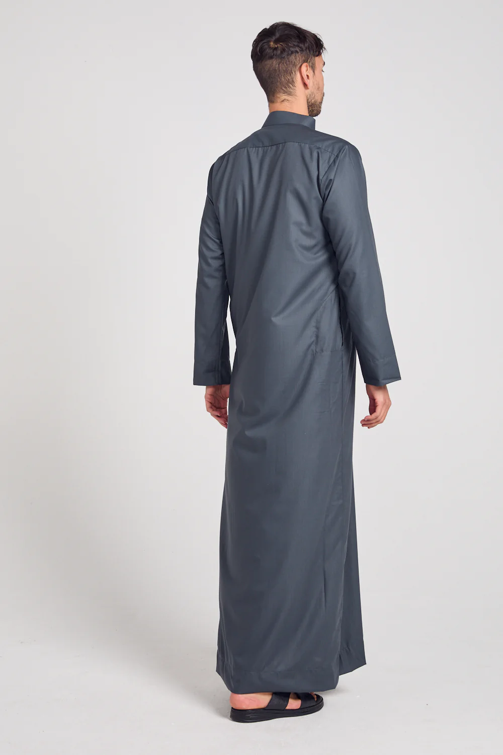 Premium Kuwaiti Thobe - Charcoal Grey - Image 6