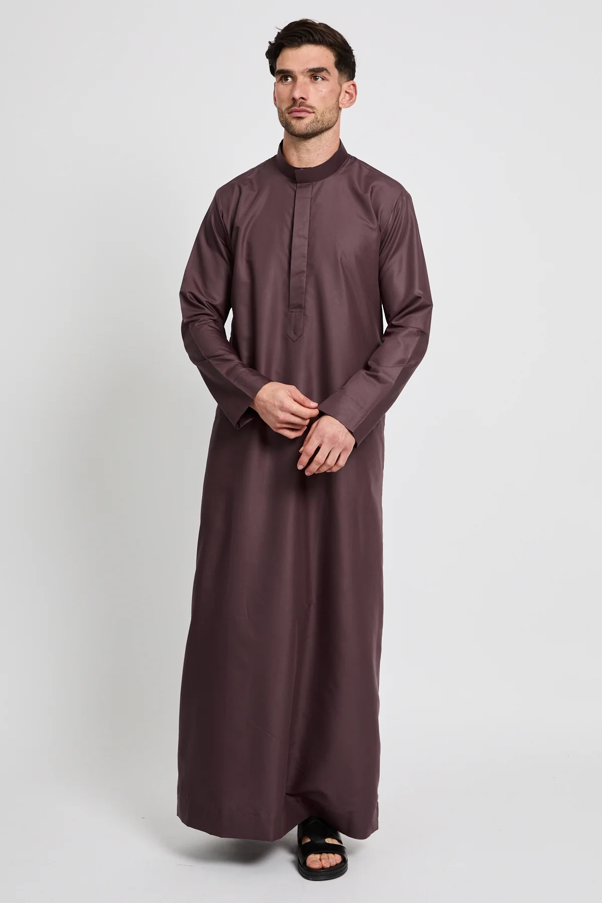 Premium Kuwaiti Thobe - Dark Fig