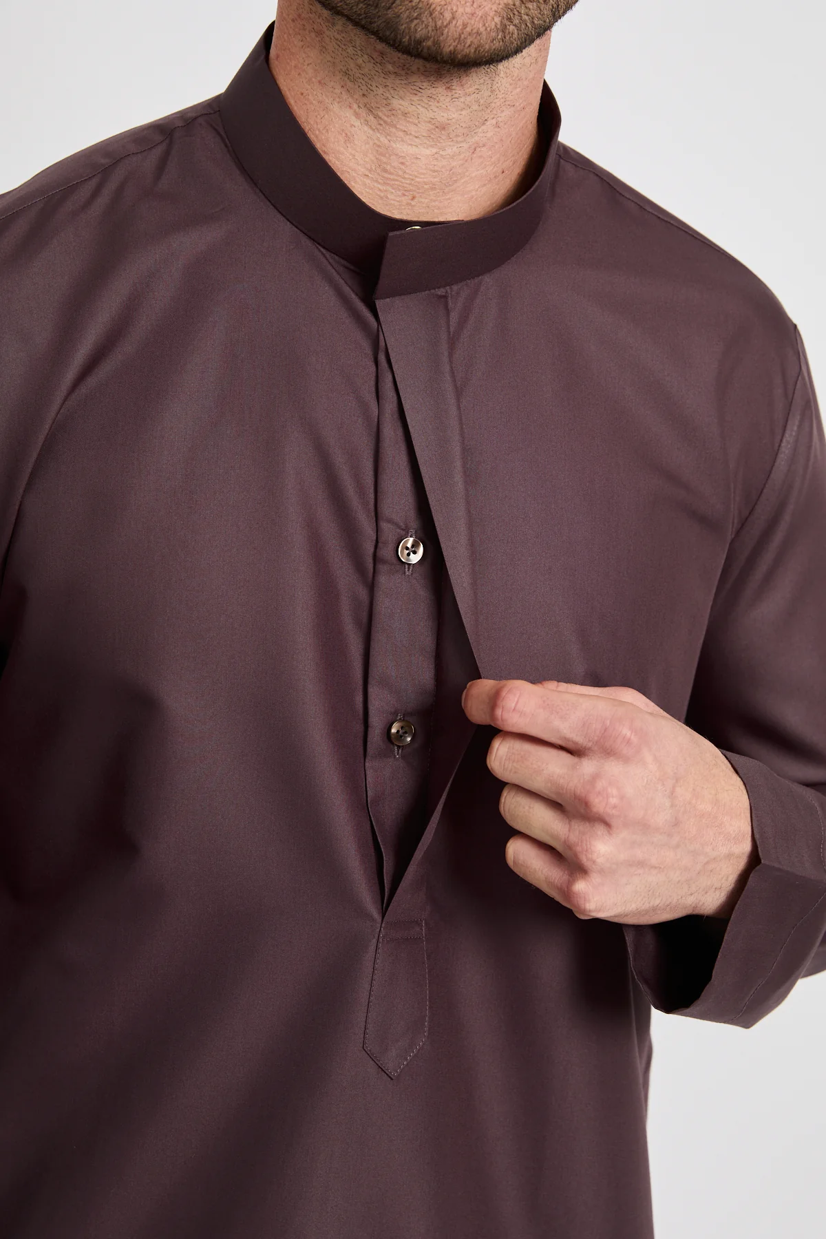 Premium Kuwaiti Thobe - Dark Fig - Image 2