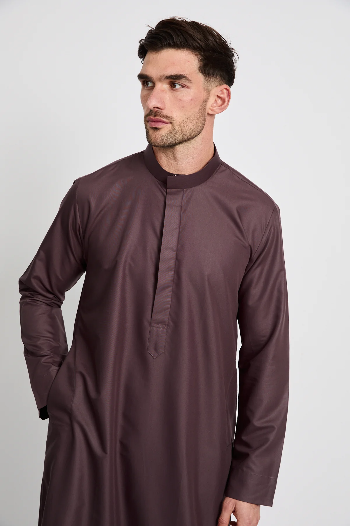 Premium Kuwaiti Thobe - Dark Fig - Image 4