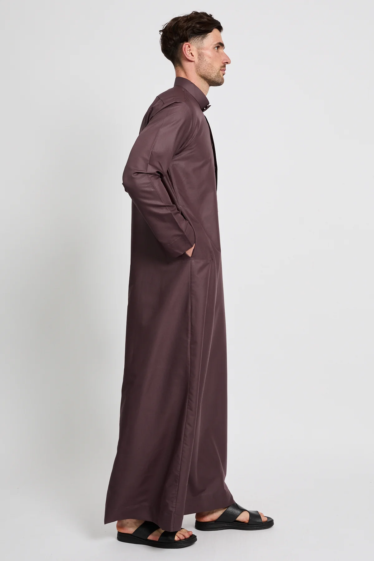 Premium Kuwaiti Thobe - Dark Fig - Image 5