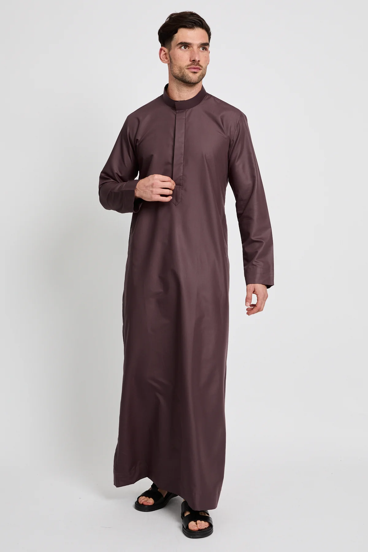 Premium Kuwaiti Thobe - Dark Fig - Image 6