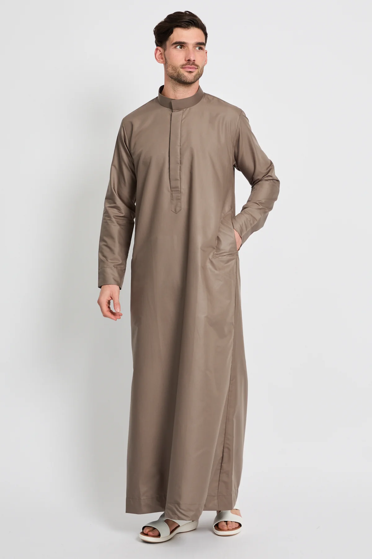 Premium Kuwaiti Thobe - Desert Taupe