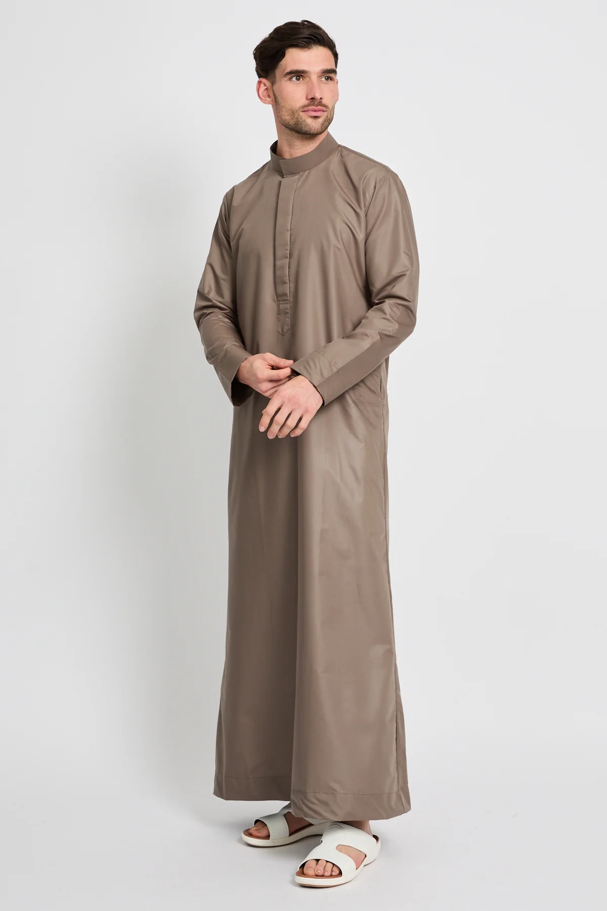 Premium Kuwaiti Thobe - Desert Taupe - Image 3