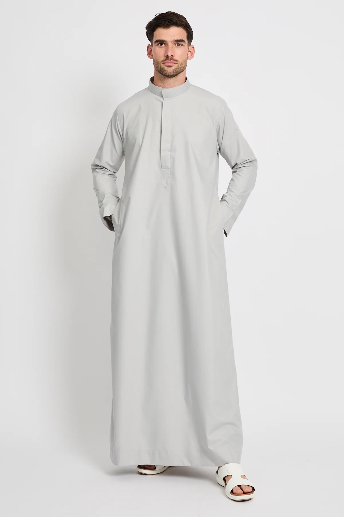 Premium Kuwaiti Thobe - Dove Grey - Image 3