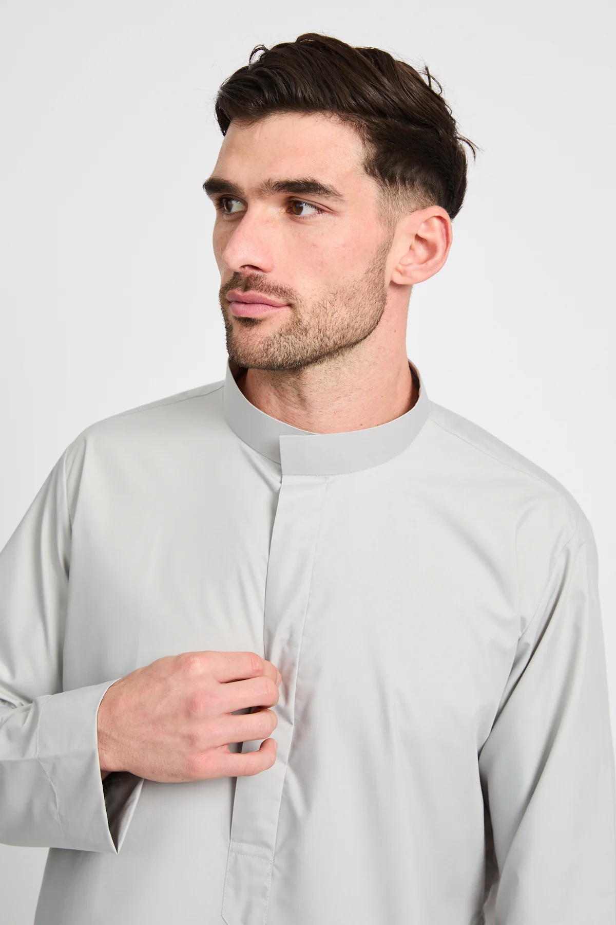 Premium Kuwaiti Thobe - Dove Grey - Image 4