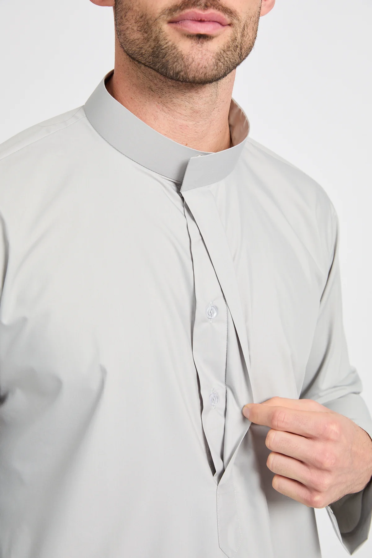 Premium Kuwaiti Thobe - Dove Grey - Image 6