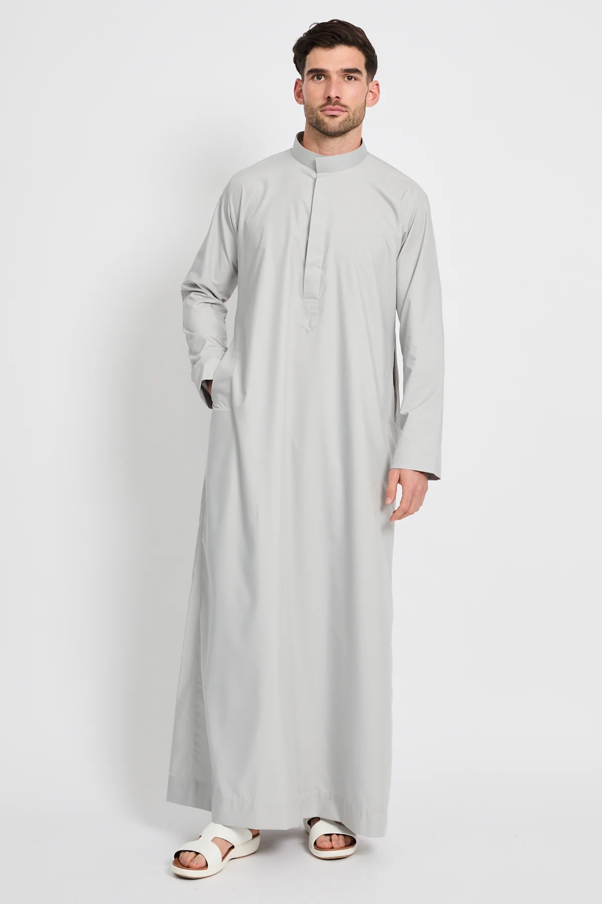 Premium Kuwaiti Thobe - Dove Grey - Image 7
