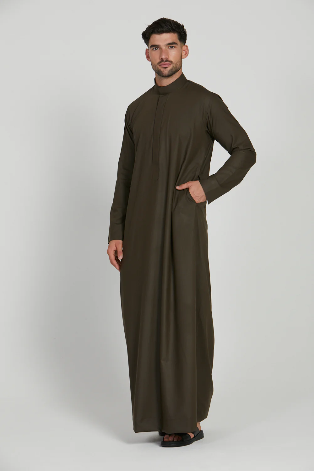Premium Kuwaiti Thobe - Olive Night - Image 3
