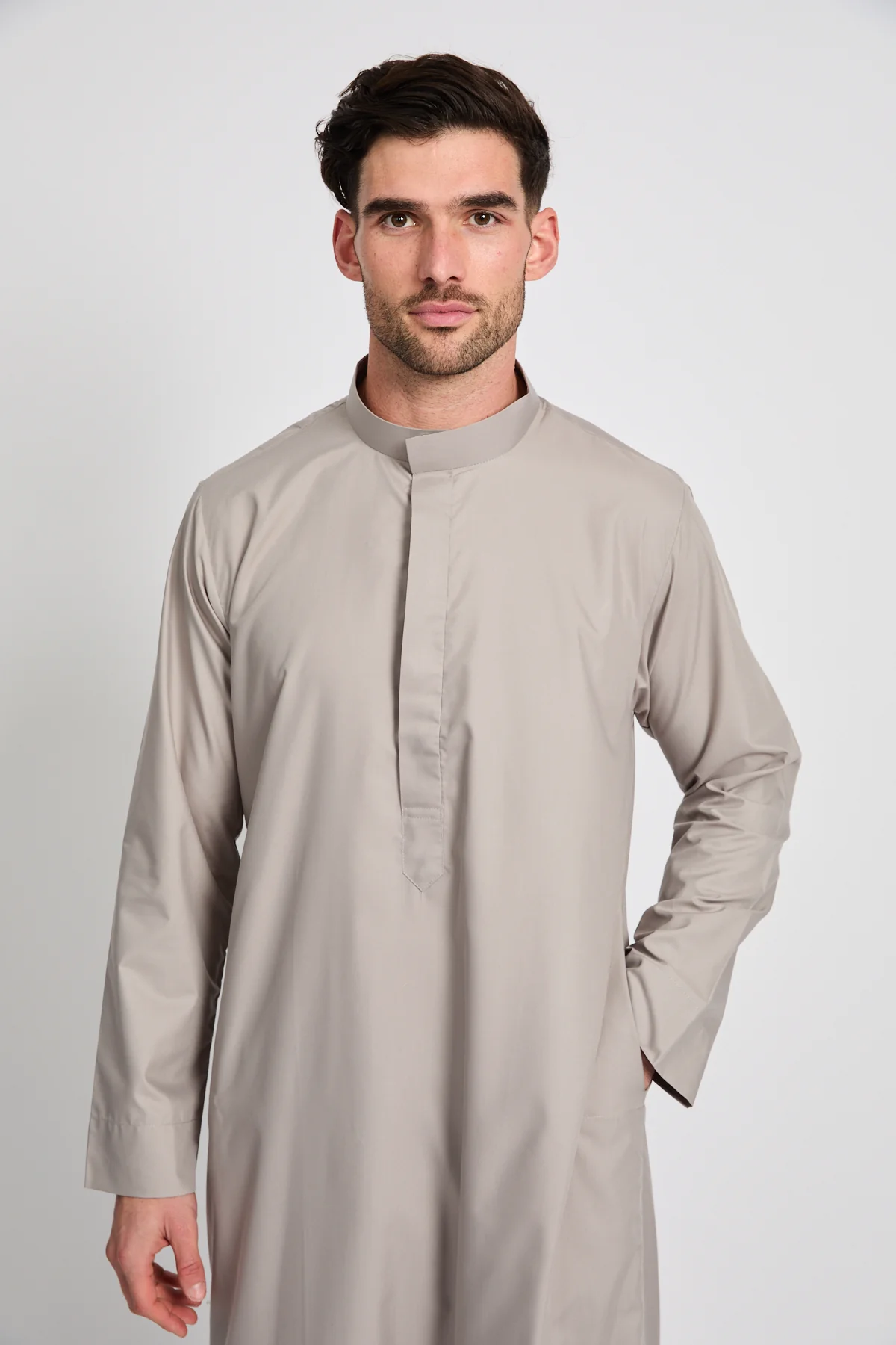 Premium Kuwaiti Thobe - Smoked Dove - Image 4
