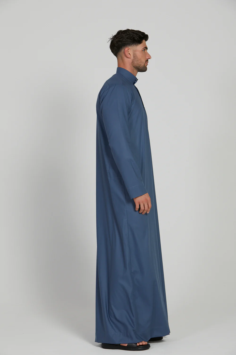 Premium Kuwaiti Thobe With Pocket - Blue Horizon - Image 6