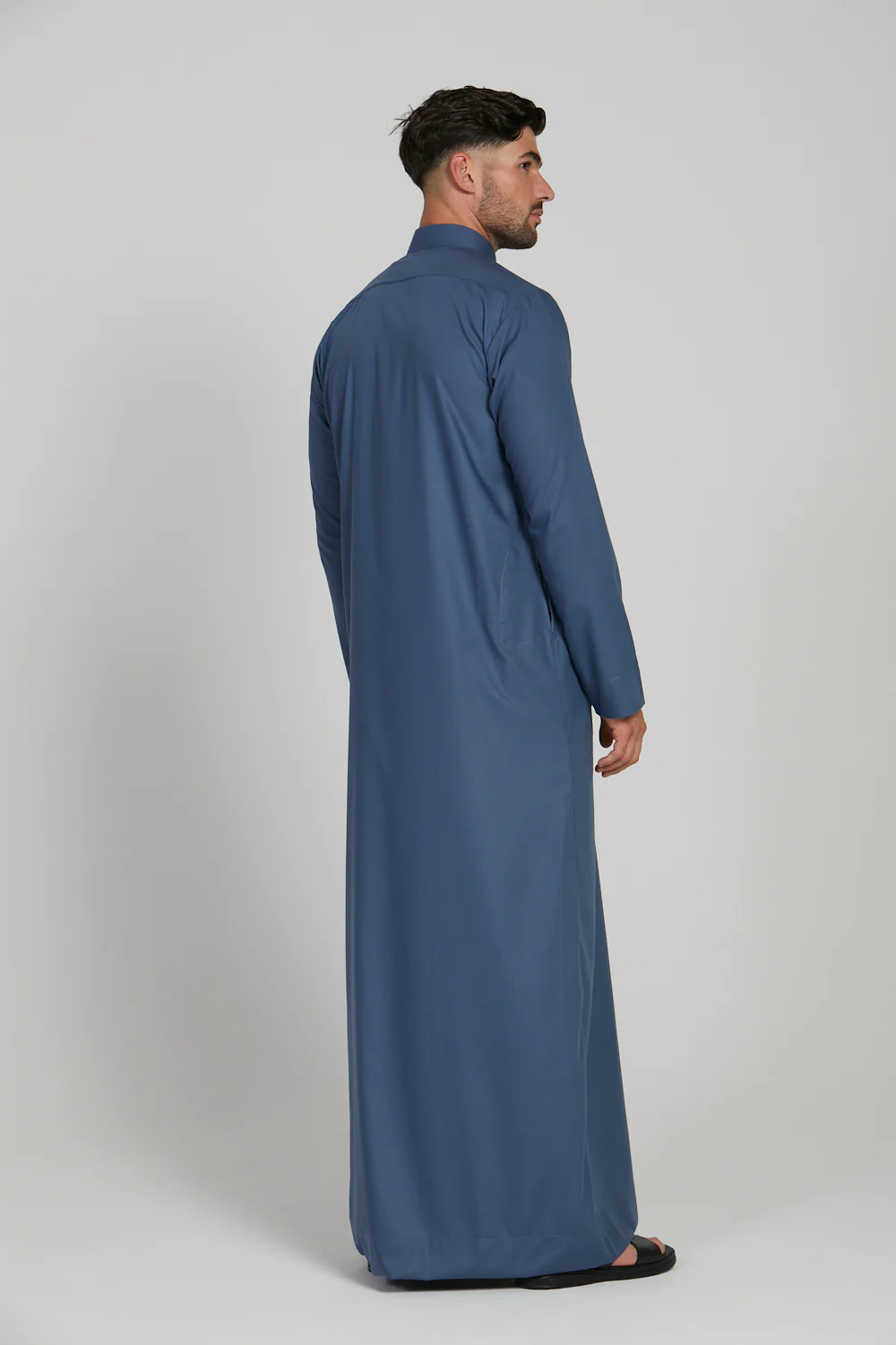 Premium Kuwaiti Thobe With Pocket - Blue Horizon - Image 7