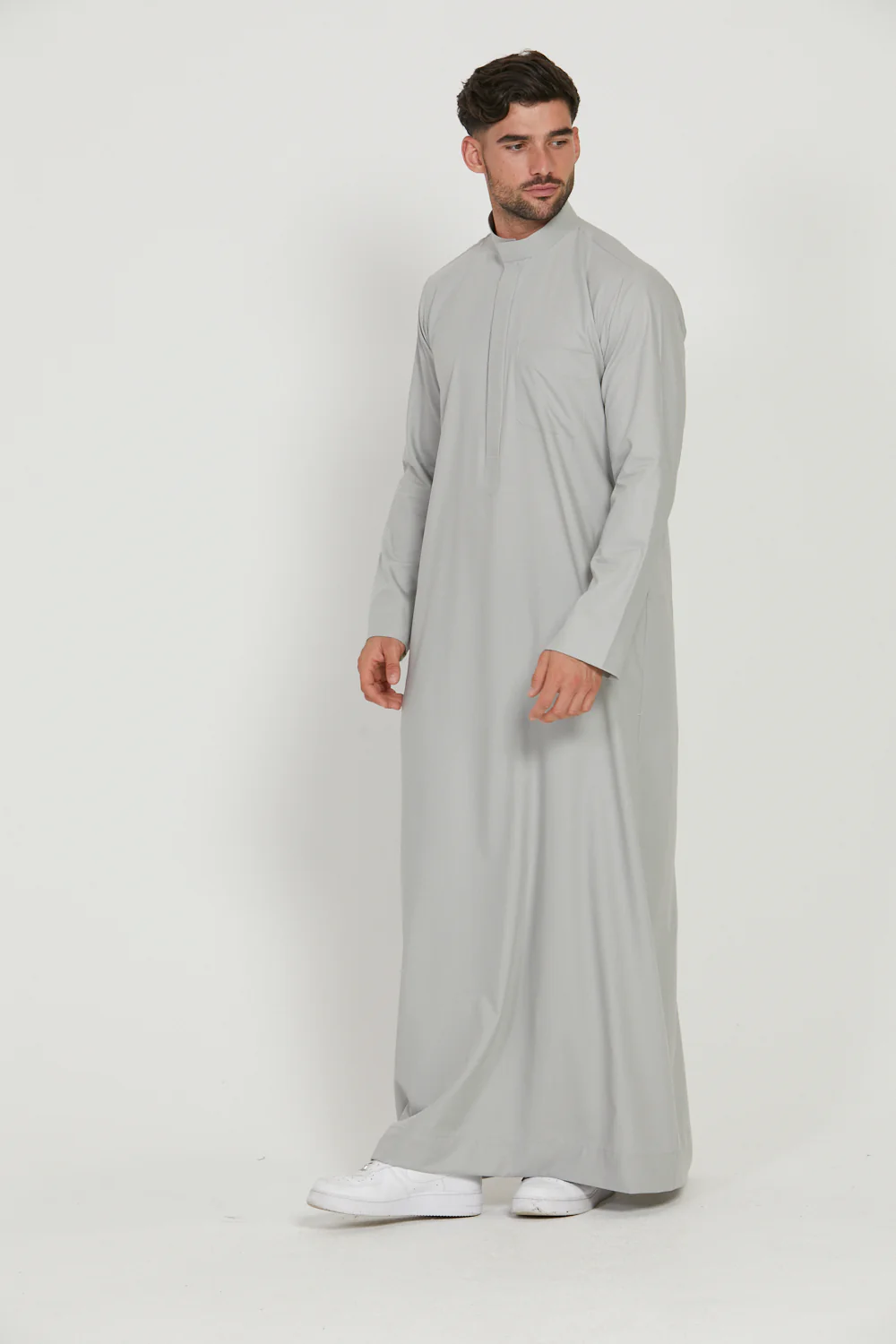 Premium Kuwaiti Thobe With Pocket - Mist Grey