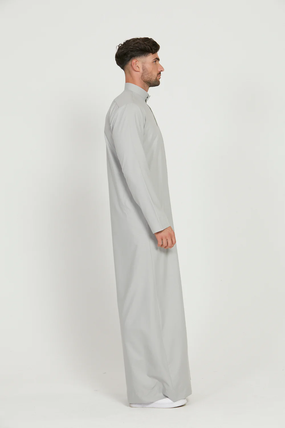 Premium Kuwaiti Thobe With Pocket - Mist Grey - Image 6