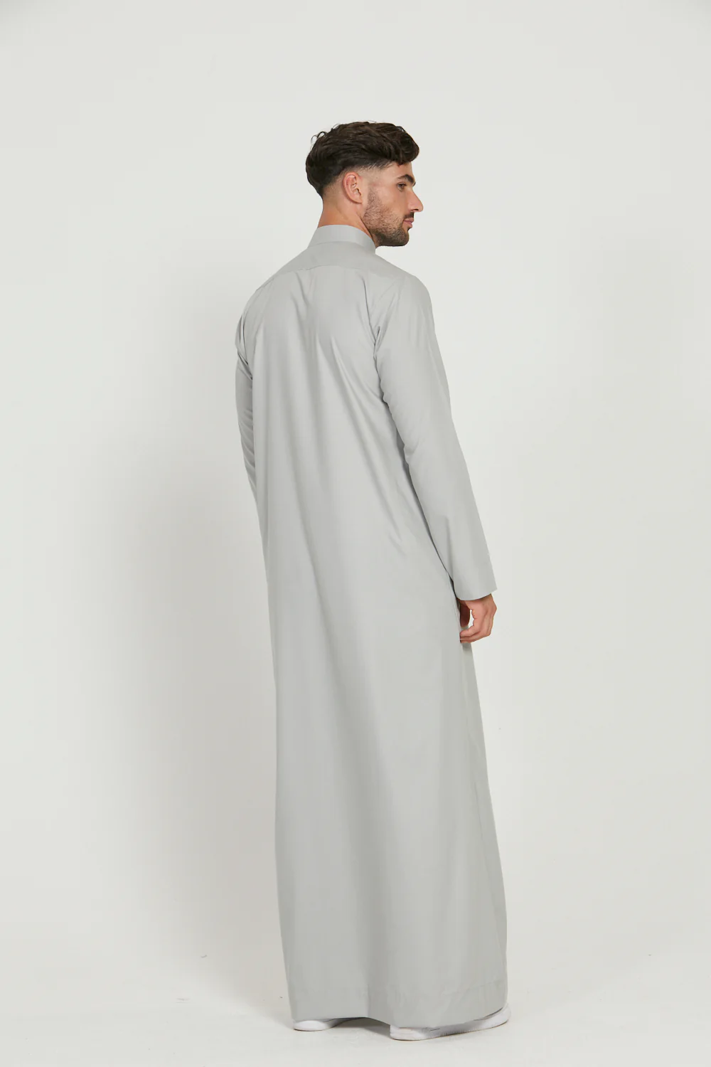 Premium Kuwaiti Thobe With Pocket - Mist Grey - Image 7