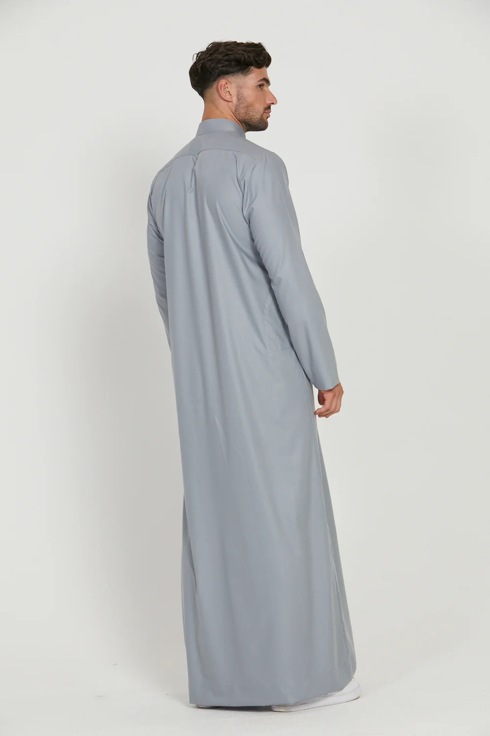 Premium Kuwaiti Thobe With Pocket - Quarry Pebble - Image 7