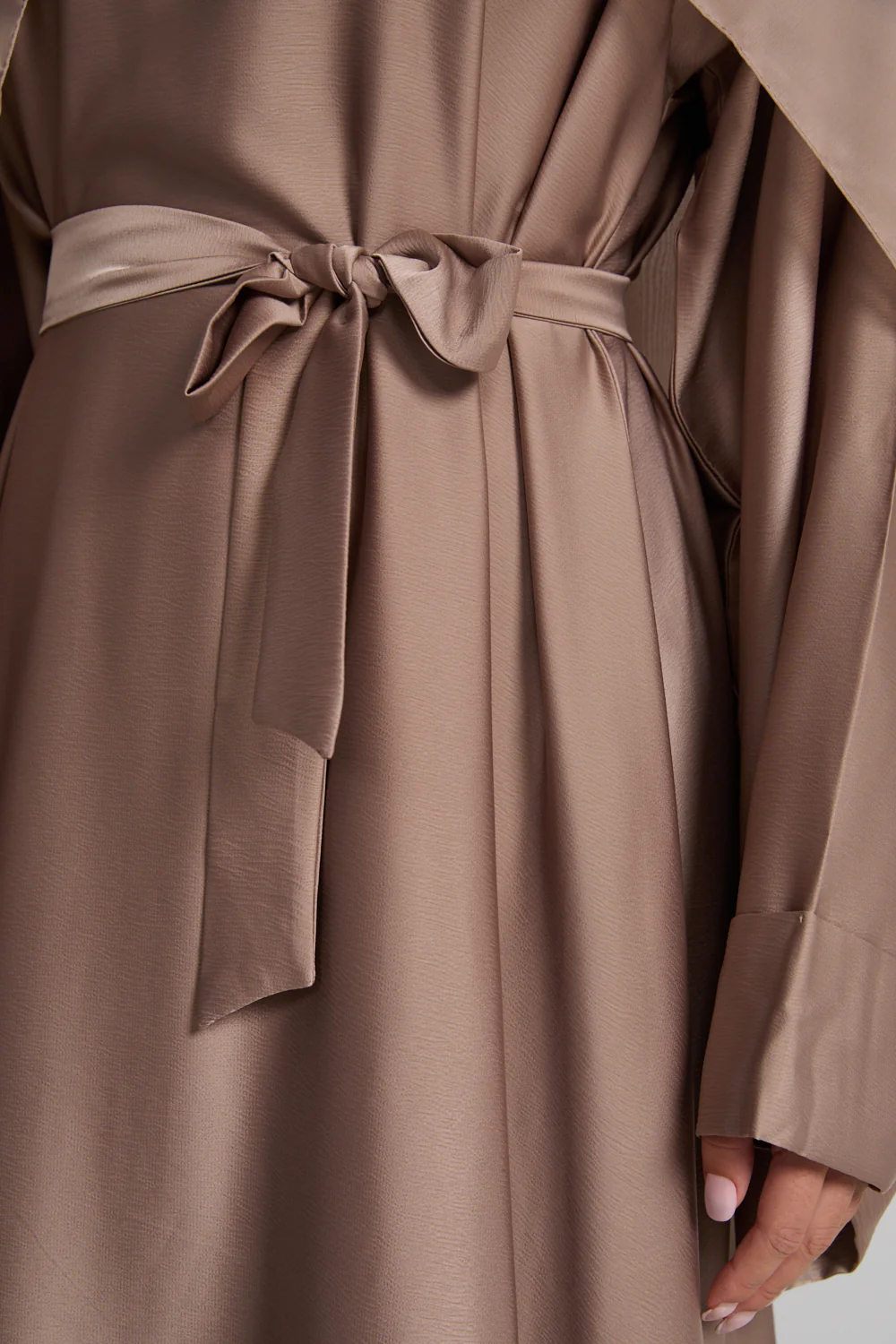 Premium Luxe Umbrella Cut Closed Abaya - Desert Taupe - Image 5