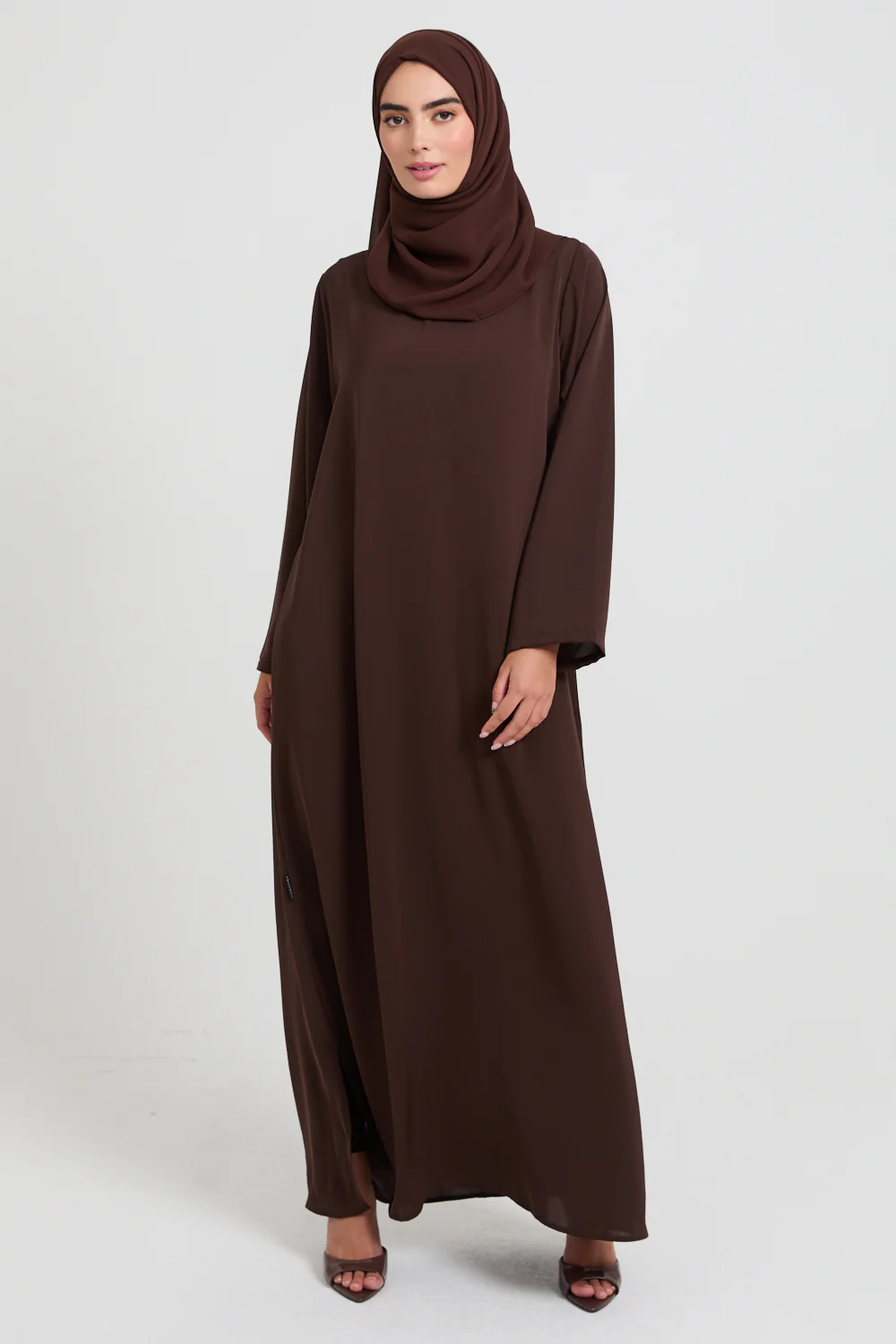 Premium Mahogany Brown Nidha Inner Slip Dress - LONG SLEEVE - Image 6