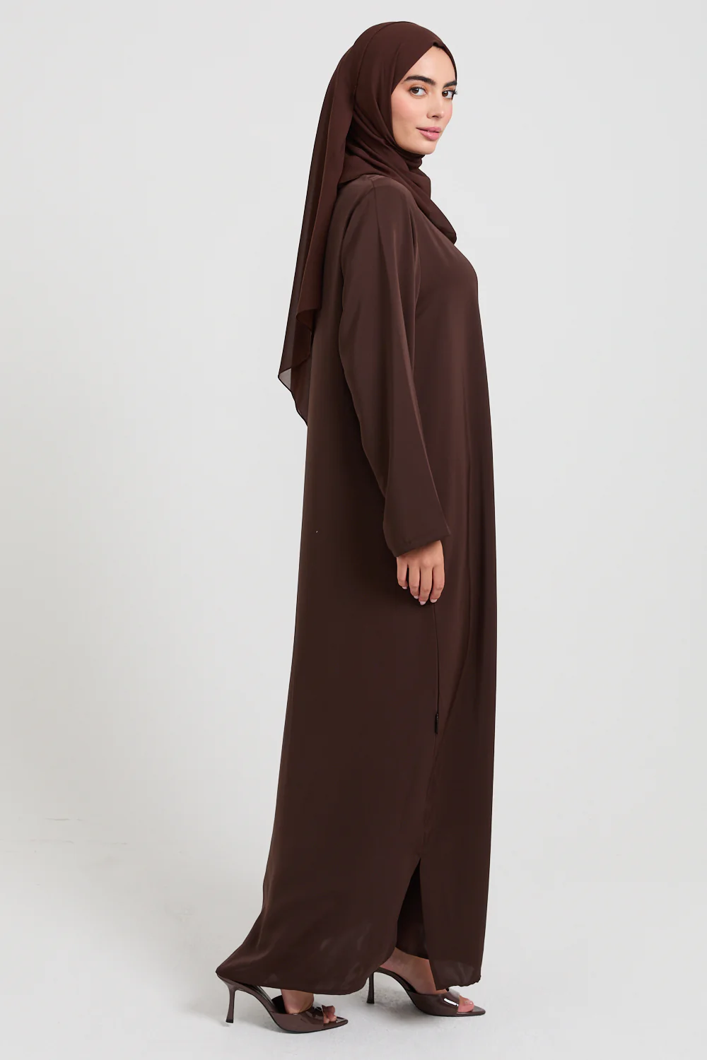 Premium Mahogany Brown Nidha Inner Slip Dress - LONG SLEEVE - Image 8
