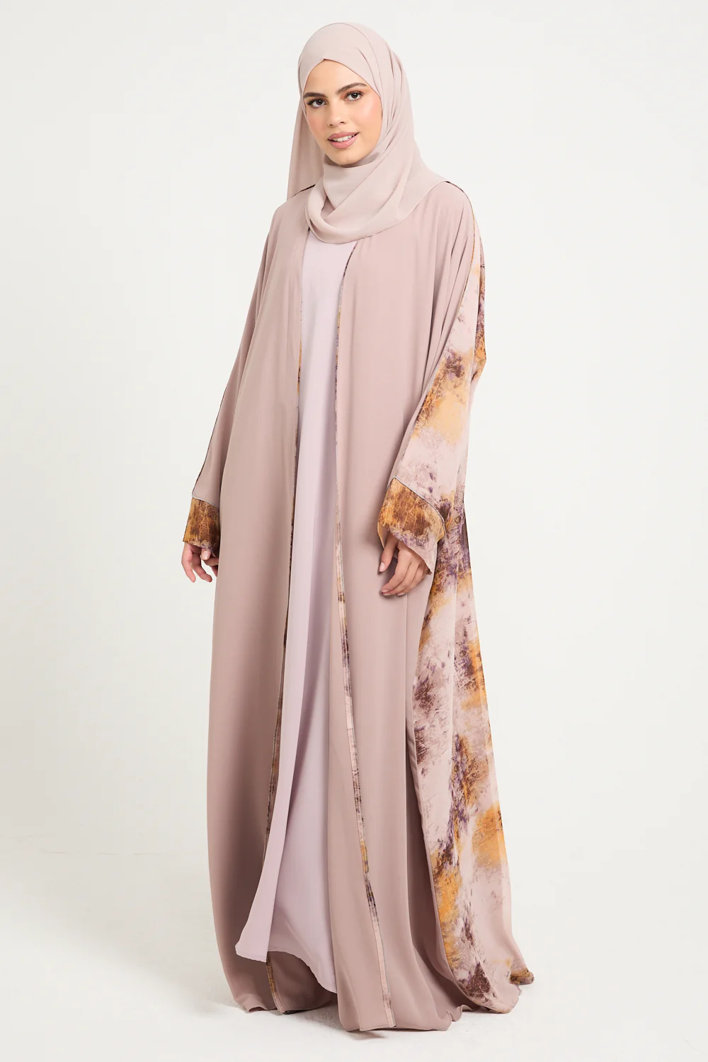 Premium Marbled Amber Blush Open Abaya - LIMITED EDITION - Image 2