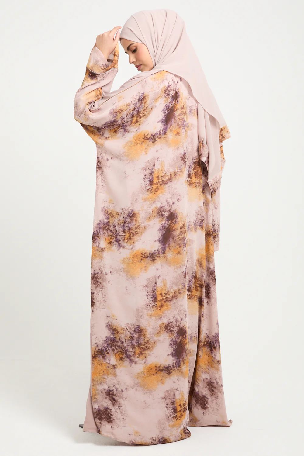 Premium Marbled Amber Blush Open Abaya - LIMITED EDITION - Image 6