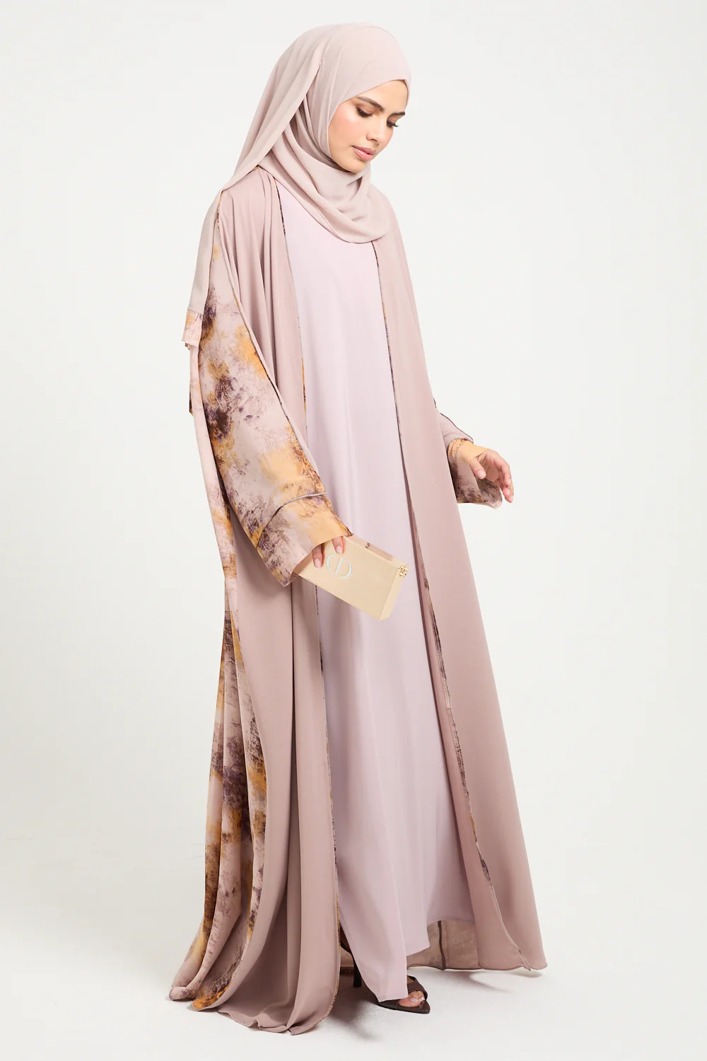 Premium Marbled Amber Blush Open Abaya - LIMITED EDITION - Image 7