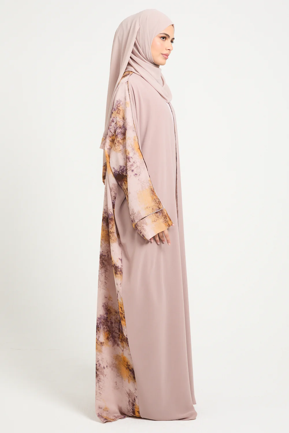 Premium Marbled Amber Blush Open Abaya - LIMITED EDITION - Image 8