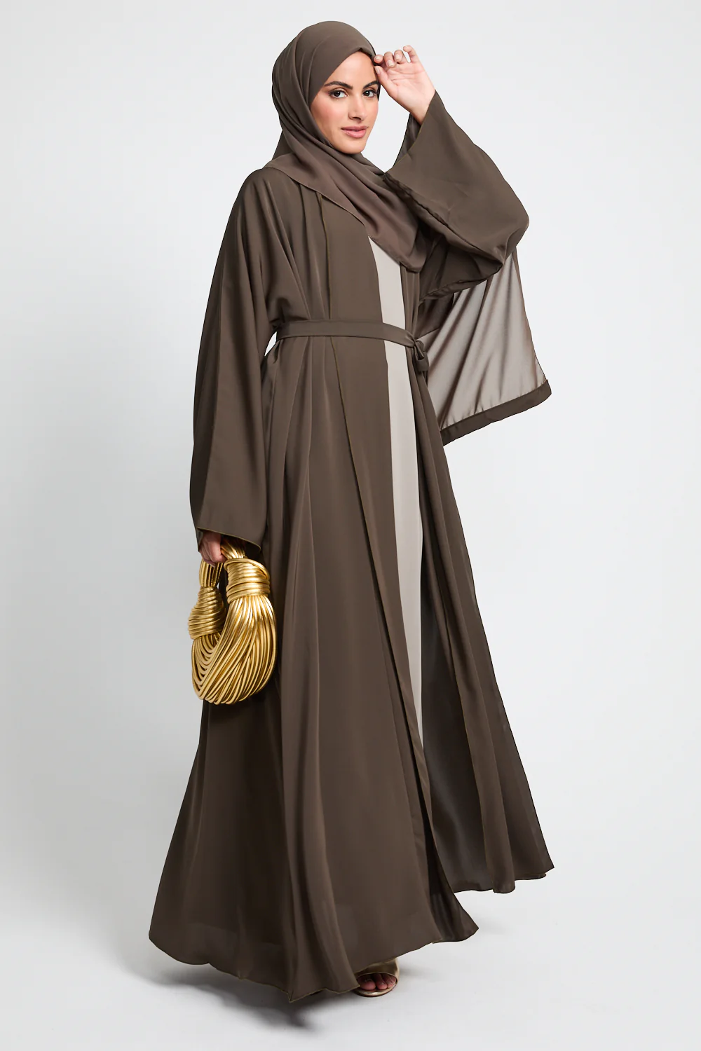 Premium Mocha Olive Open Abaya