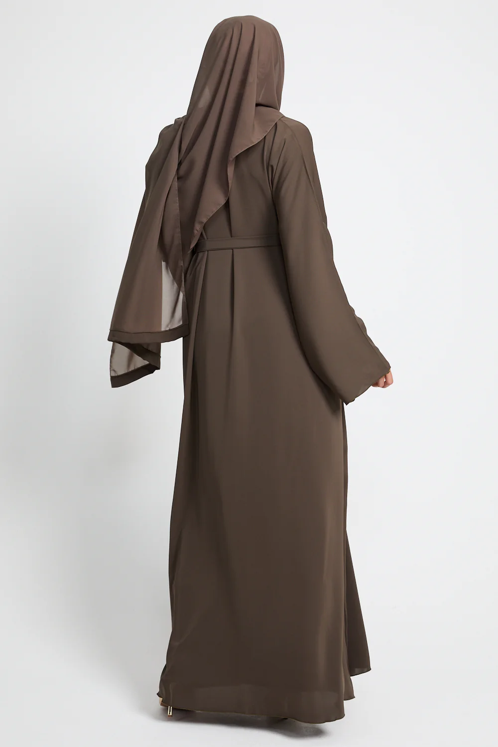 Premium Mocha Olive Open Abaya - Image 3