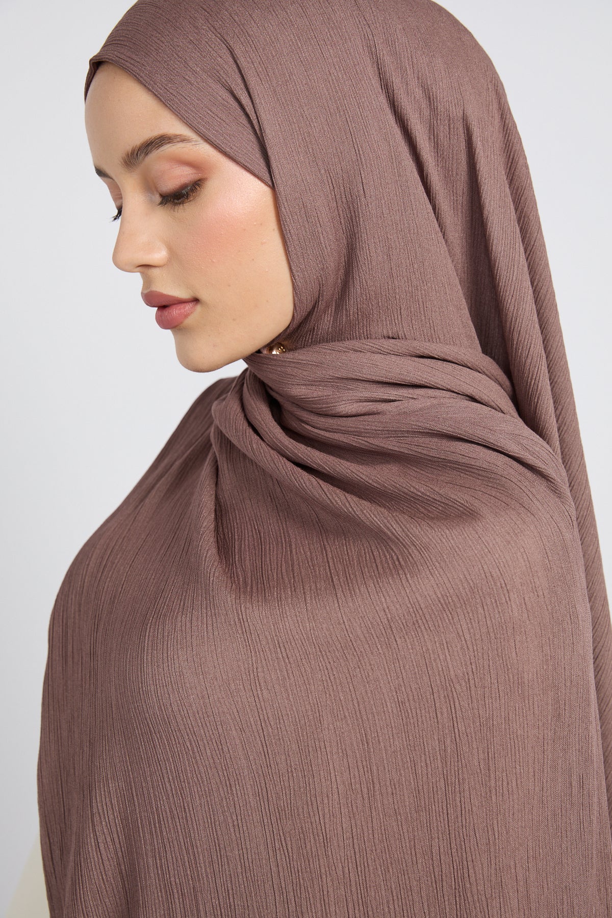Premium Modal Crinkle Hijab - Cocoa Rose - Image 2