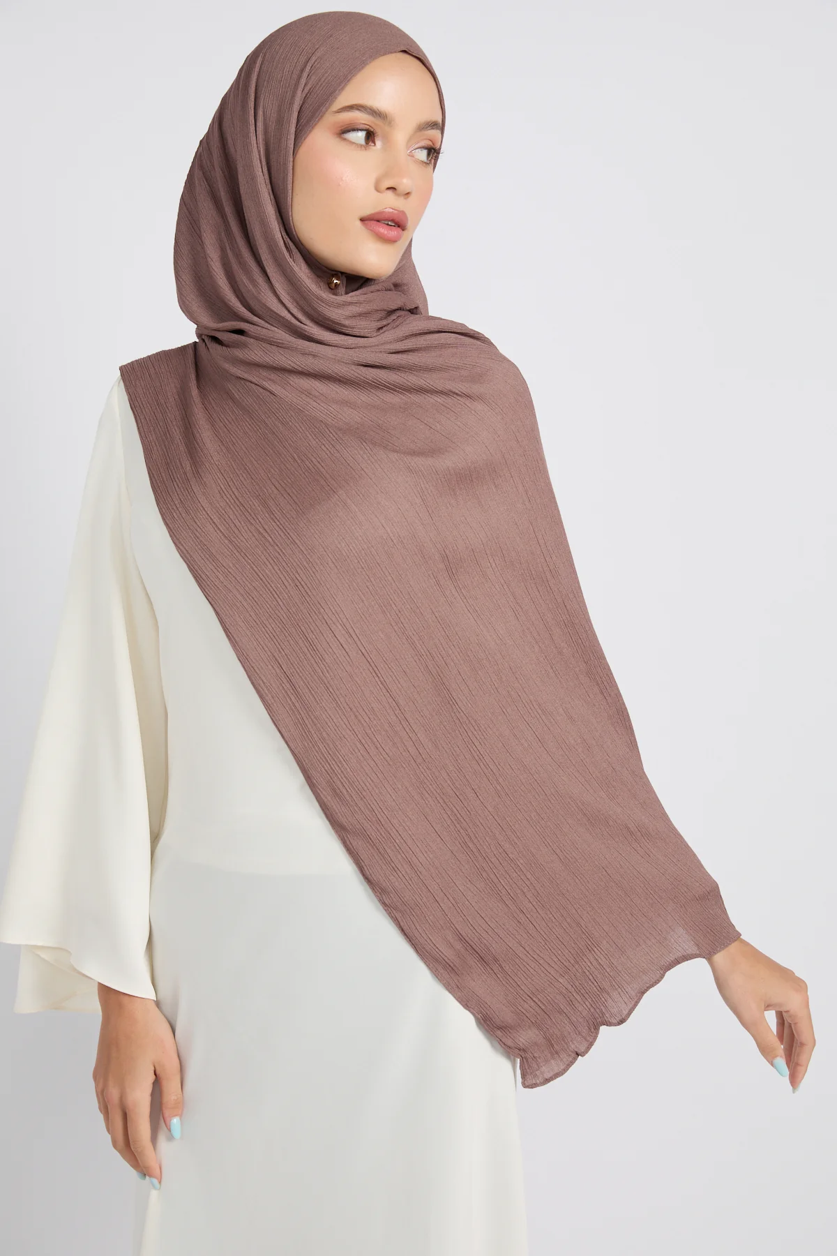 Premium Modal Crinkle Hijab - Cocoa Rose - Image 3
