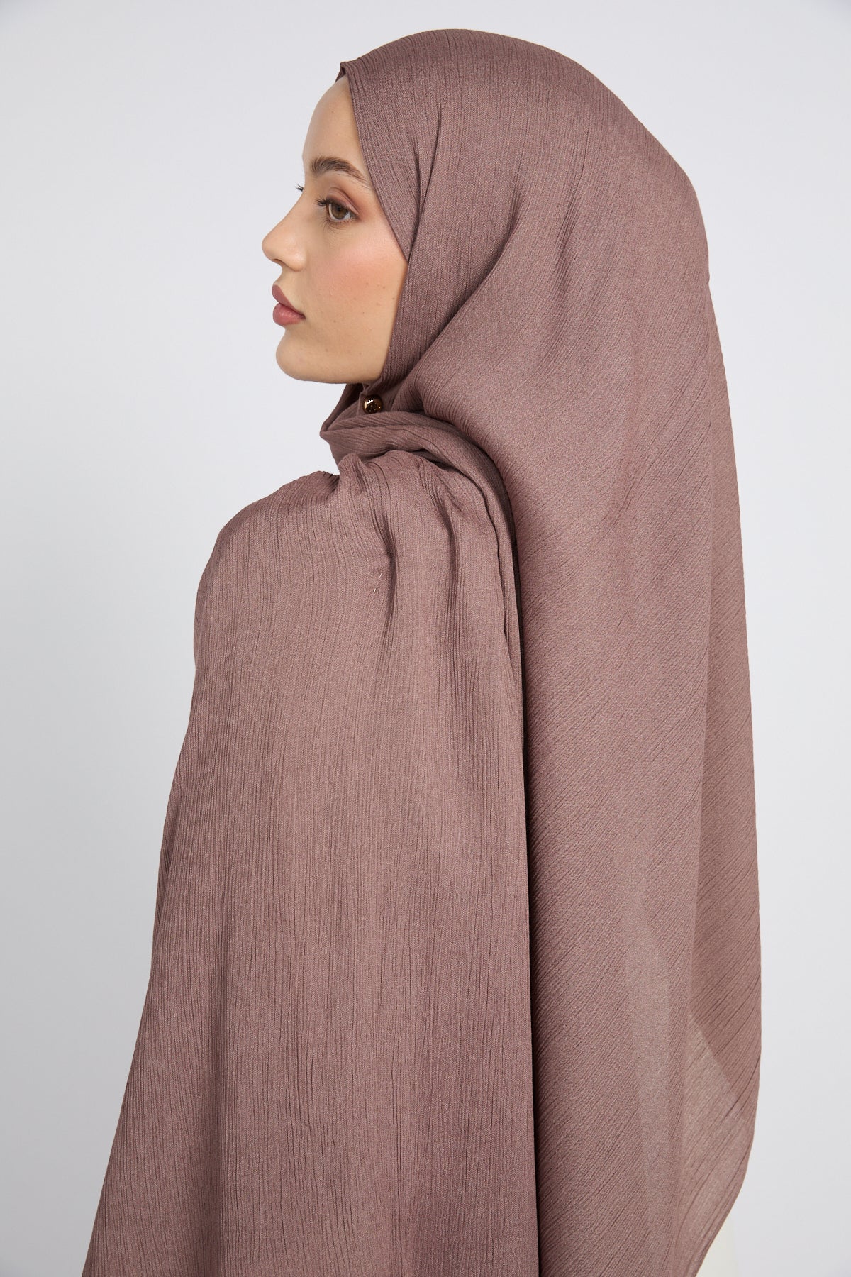 Premium Modal Crinkle Hijab - Cocoa Rose - Image 4