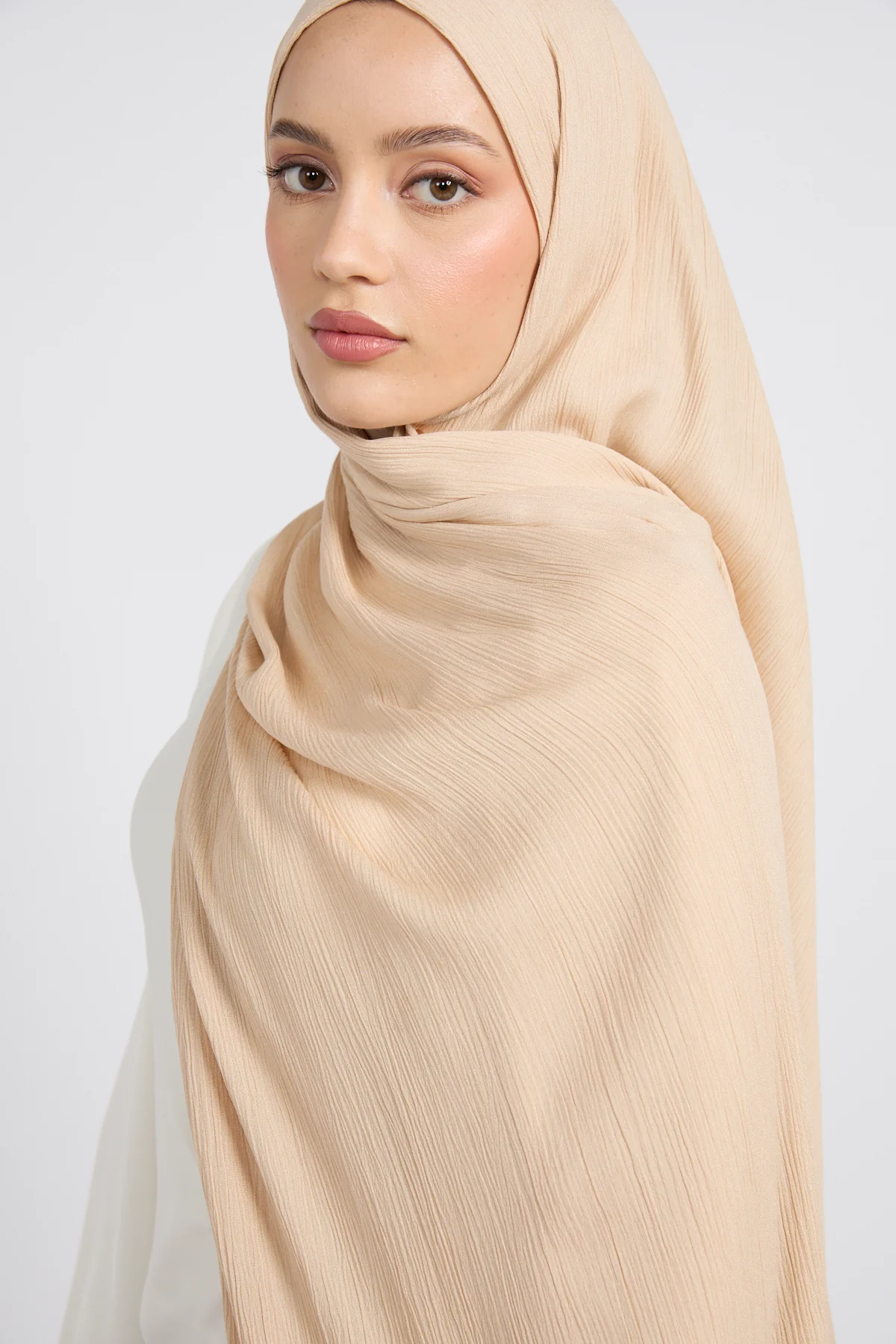 Premium Modal Crinkle Hijab - Natural - Image 2