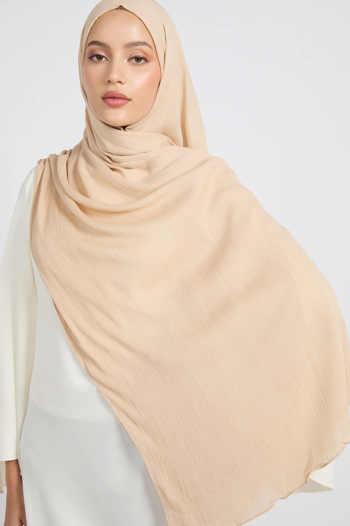 Premium Modal Crinkle Hijab - Natural - Image 3