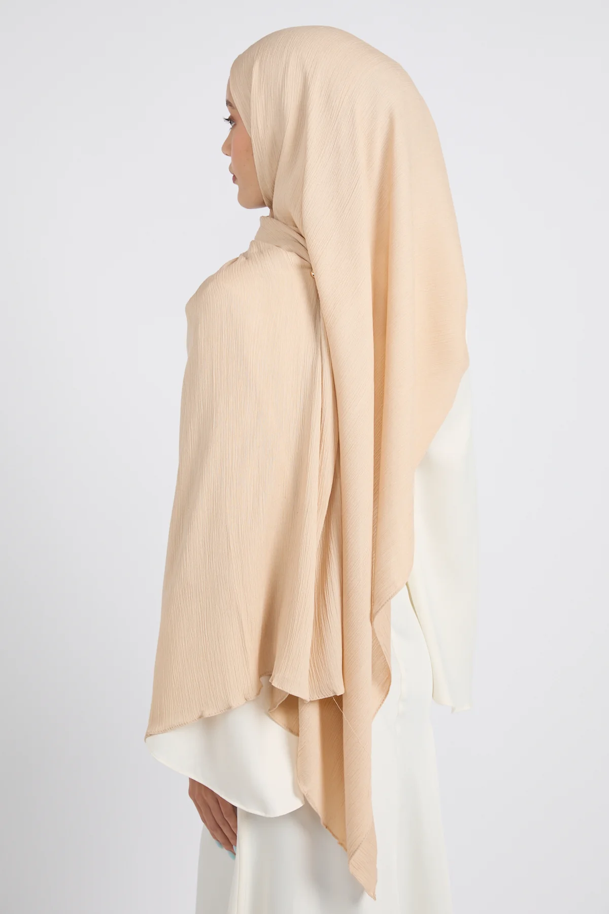 Premium Modal Crinkle Hijab - Natural - Image 4