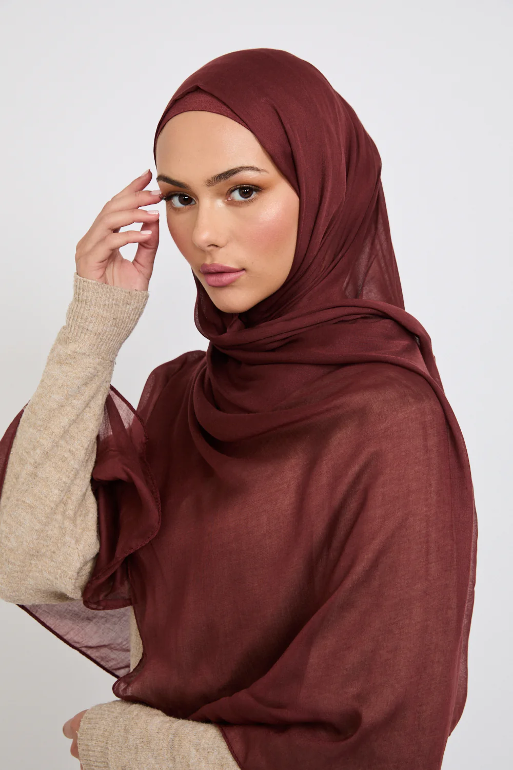 Premium Modal Matt Hijab - Deep Mahogany - Image 3