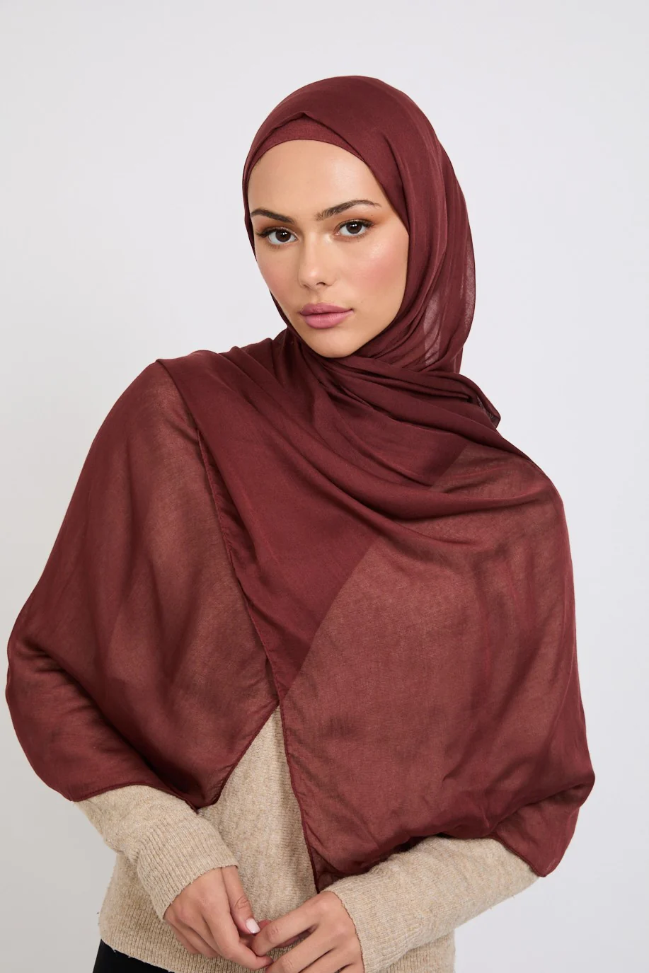 Premium Modal Matt Hijab - Deep Mahogany - Image 5