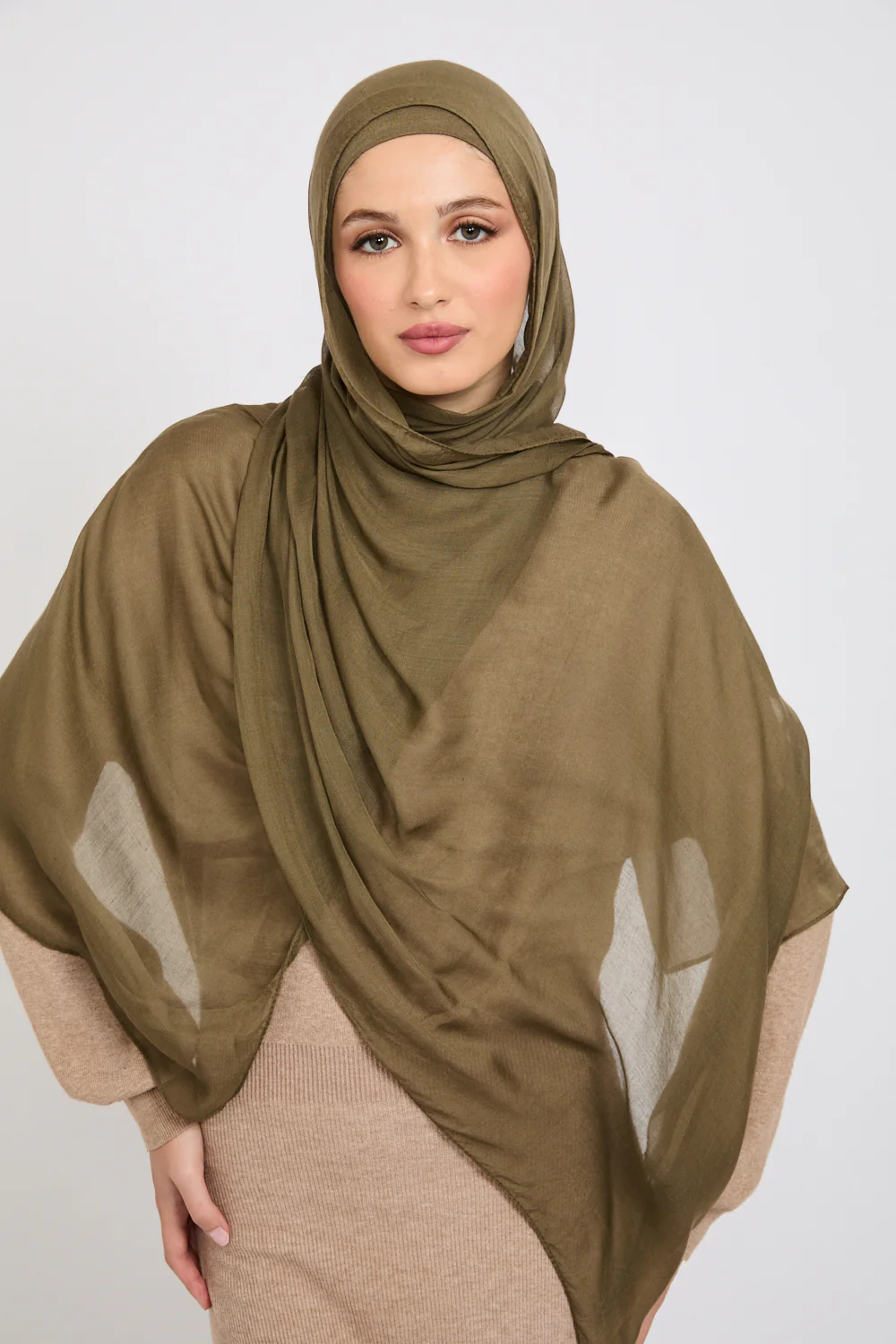 Premium Modal Matt Hijab - Smokey Olive - Image 5