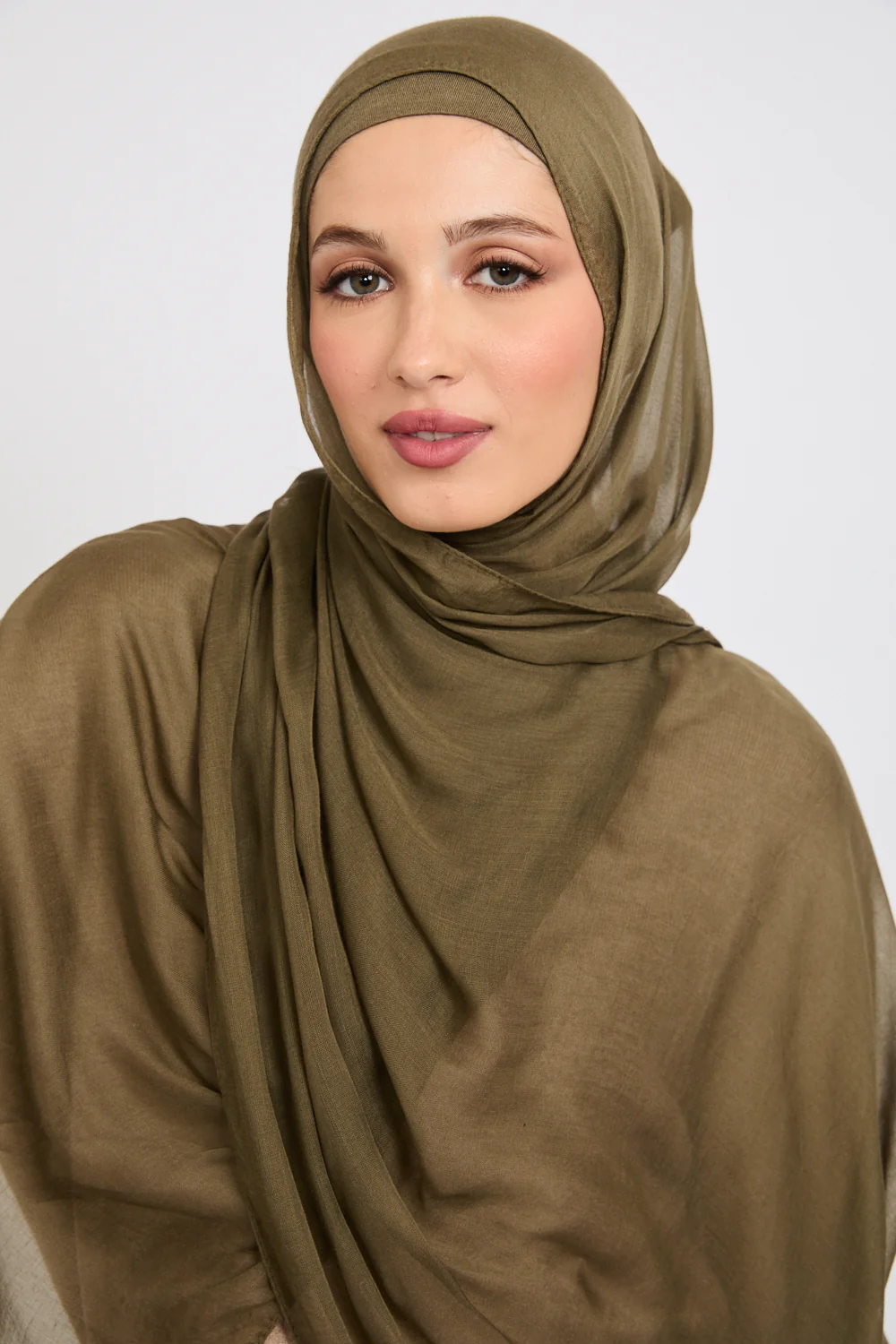 Premium Modal Matt Hijab - Smokey Olive - Image 6
