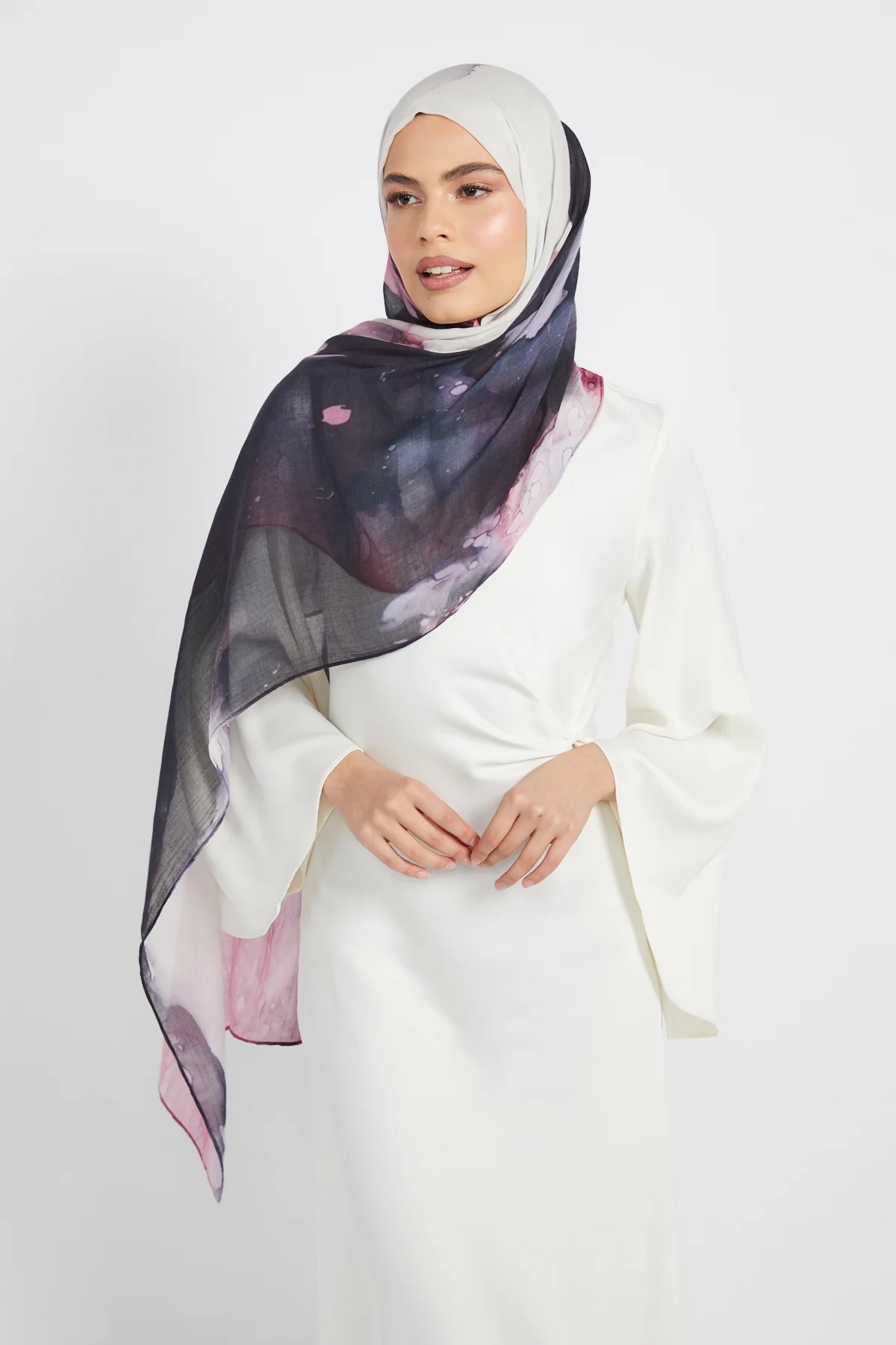 Premium Modal Printed Hijab - Blush Ink - Image 3