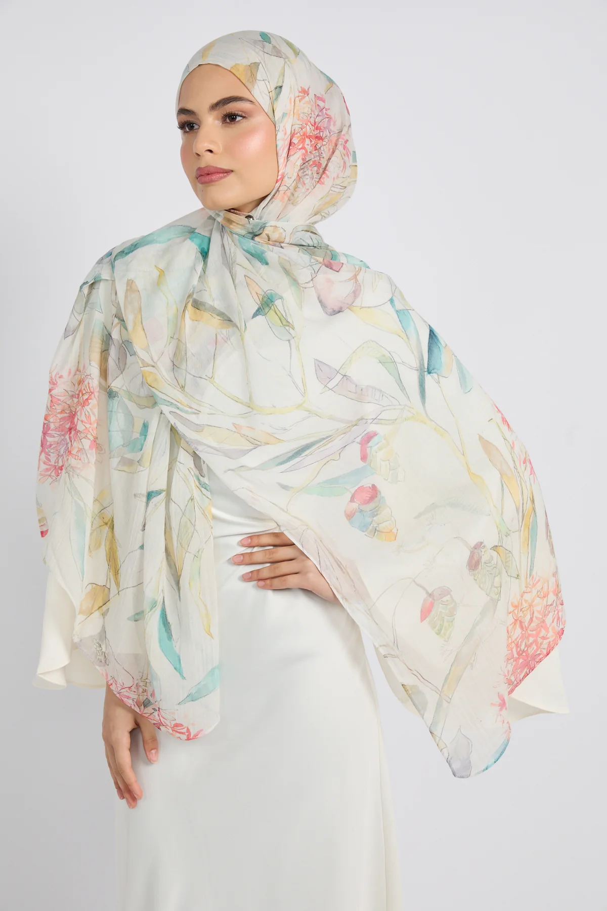 Premium Modal Printed Hijab - Botanical Mist