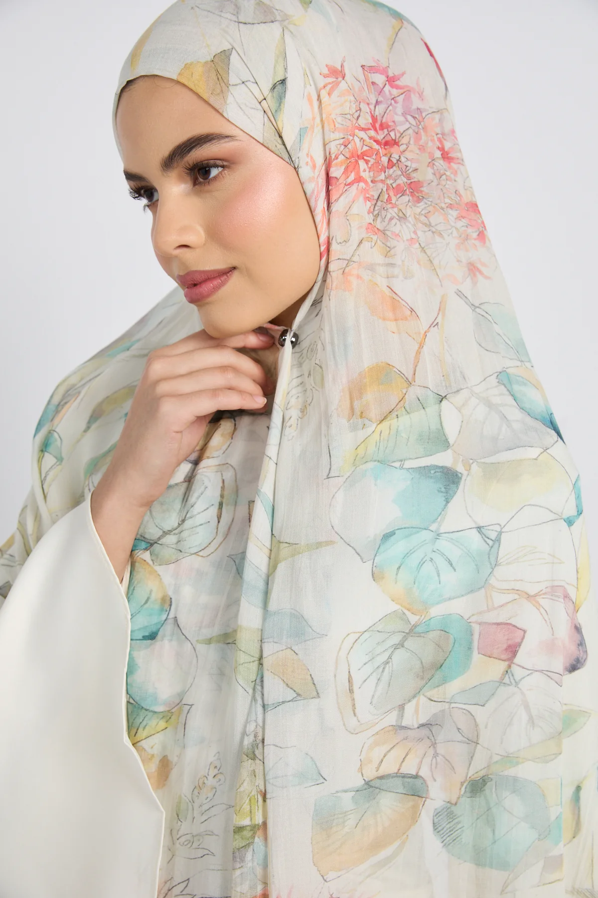 Premium Modal Printed Hijab - Botanical Mist - Image 2