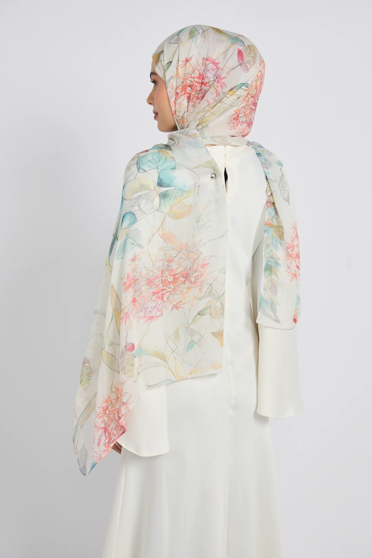 Premium Modal Printed Hijab - Botanical Mist - Image 3