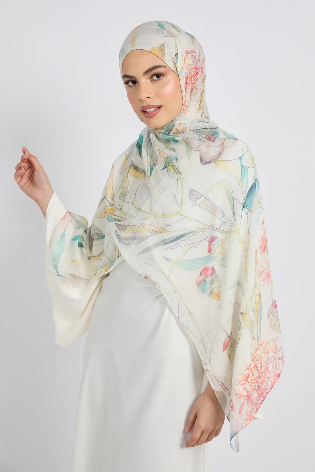 Premium Modal Printed Hijab - Botanical Mist - Image 4