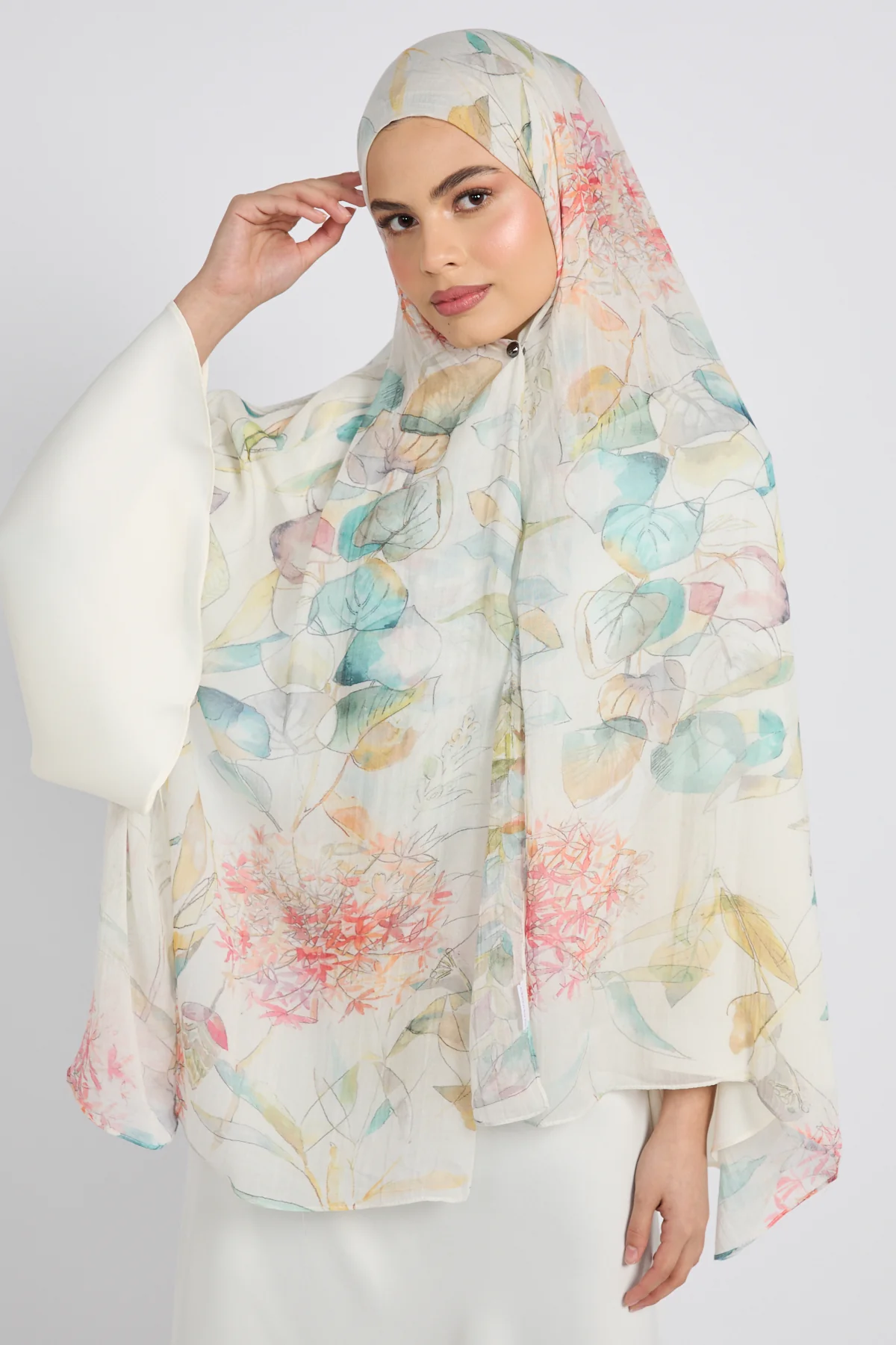 Premium Modal Printed Hijab - Botanical Mist - Image 5