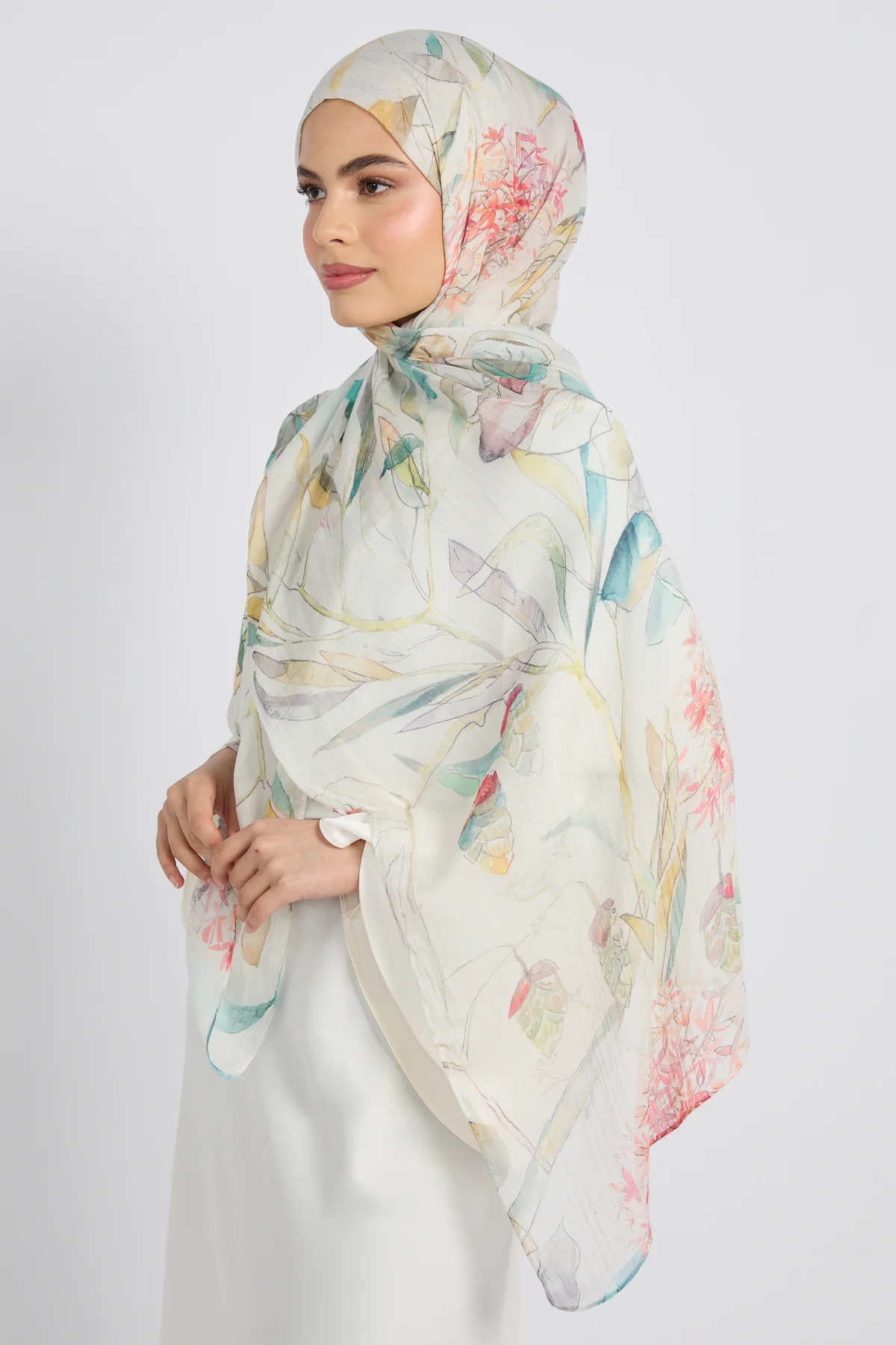 Premium Modal Printed Hijab - Botanical Mist - Image 6