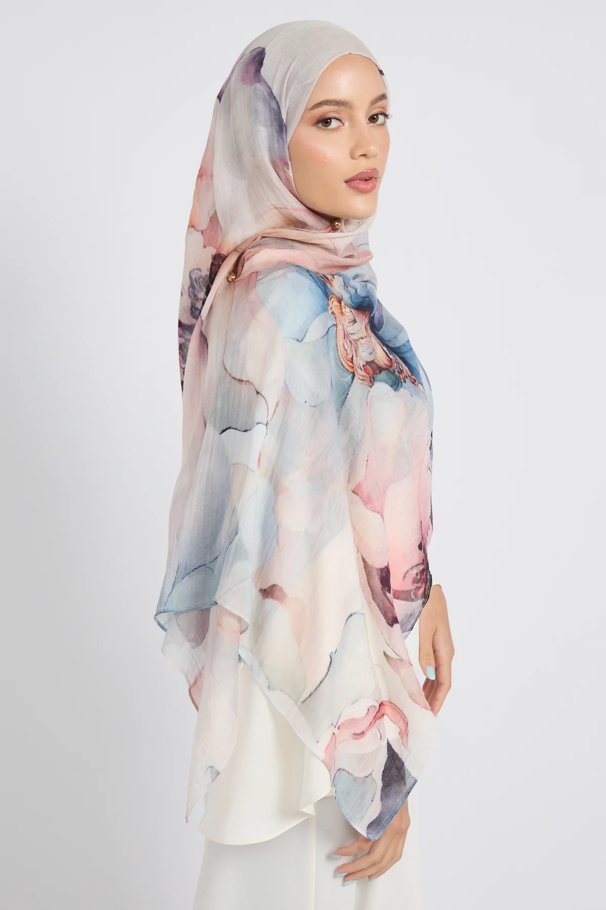 Premium Modal Printed Hijab - Celestial Bloom - Image 6